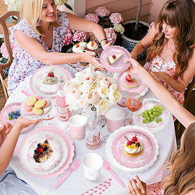 Kinovo pink bow tableware set complete party solution for celebrations