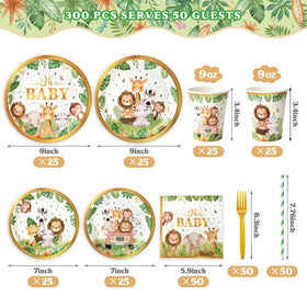 Kinovo safari baby shower 7-inch plates ideal for portioning and quick cleanup.