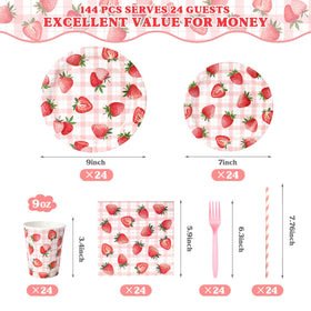 Kinovo strawberry plates 7 inch perfect for snacks and desserts