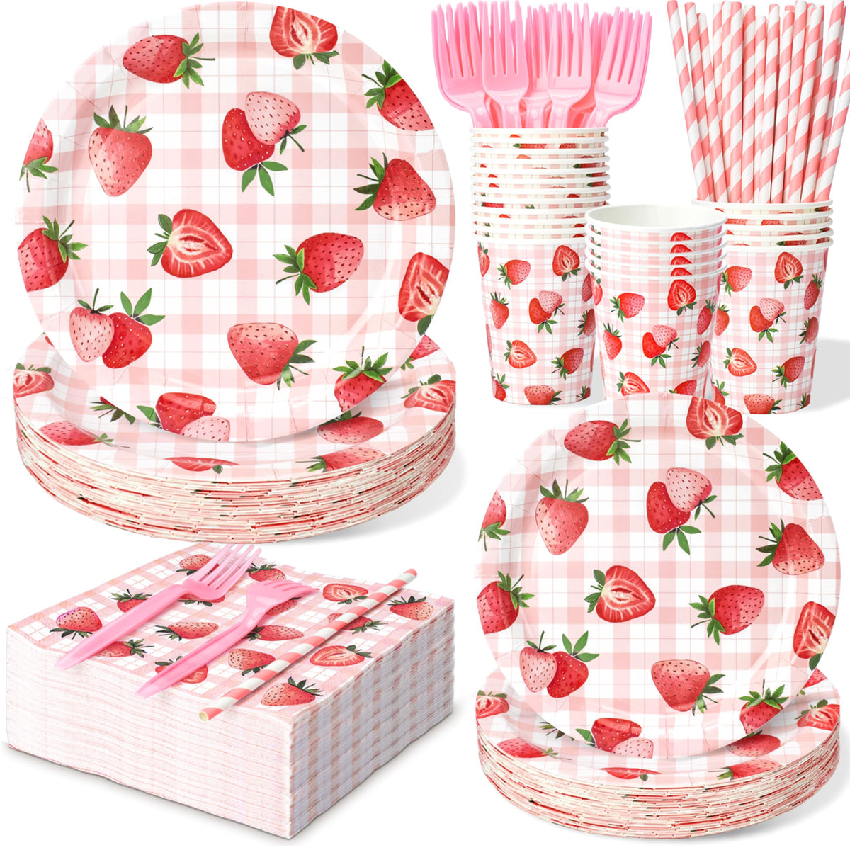 Kinovo strawberry plates 9 inch for festive dining and quick cleanup