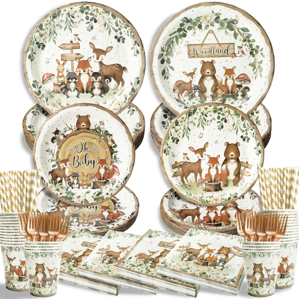 Kinovo woodland-plates-9inch dinnerware for sturdy, easy serving.