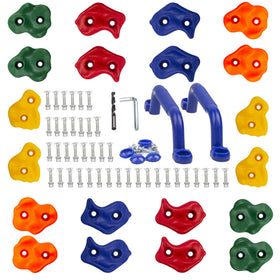 KINSPORY 20pc rock wall holds with pig nose shapes for kid-friendly indoor climbing.