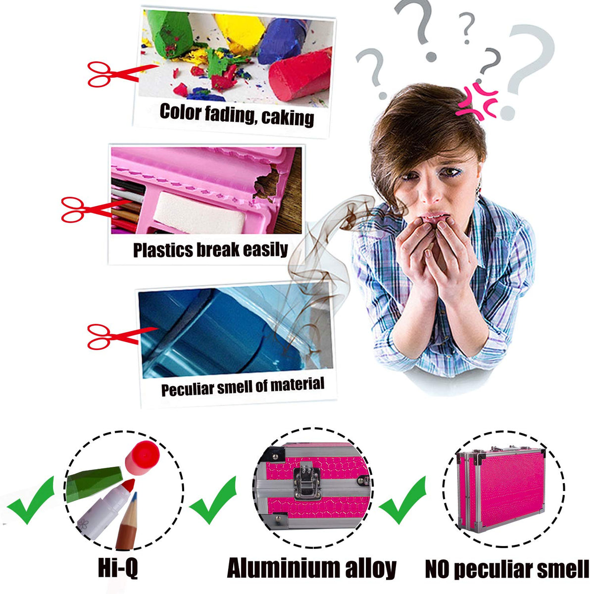 Kinspory Art Set aluminum case with sturdy latches for travel and storage.