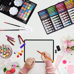KINSPORY Deluxe Art Supplies Kit palettes and brushes for color mixing