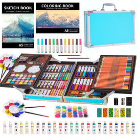 KINSPORY Deluxe Art Supplies Kit contents sketch pad and watercolors for budding artists