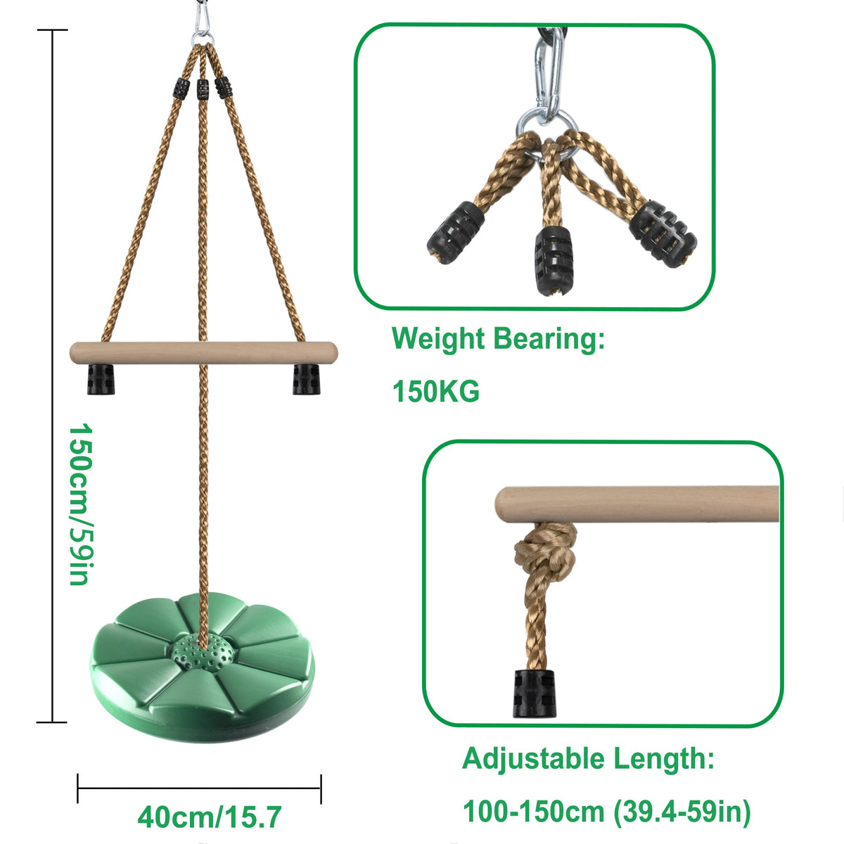 Kinspory monkey bars swing set encourages climbing and coordination
