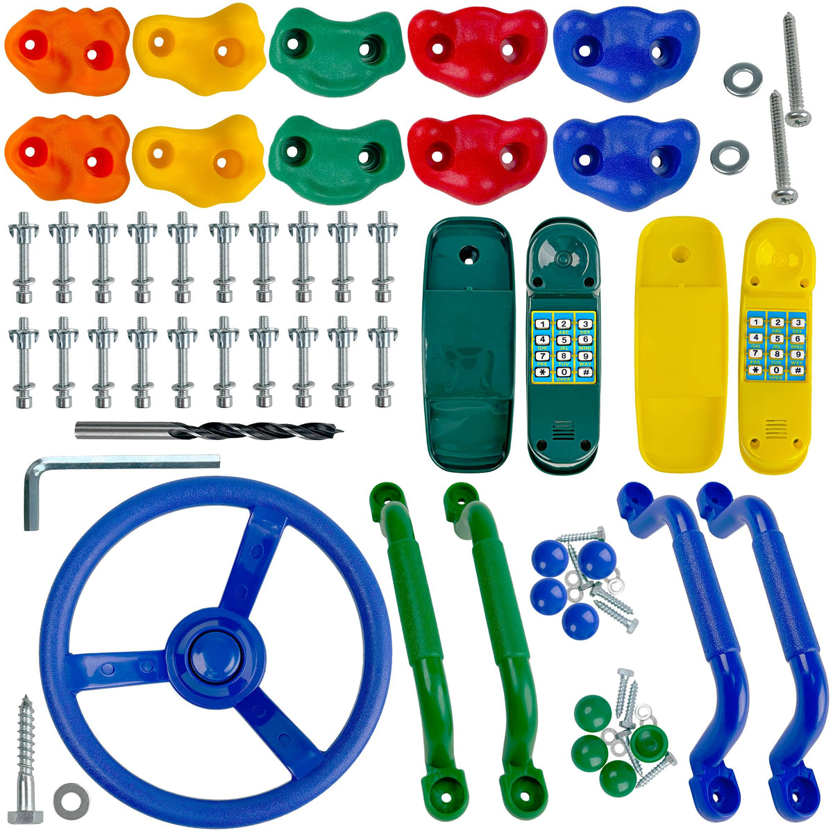 KINSPORY rock holds on colorful set for safe beginner climbing on a wooden wall