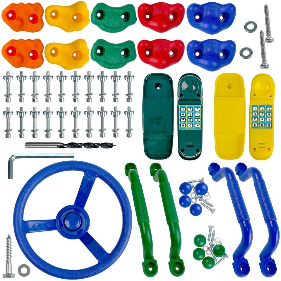 KINSPORY rock holds on colorful set for safe beginner climbing on a wooden wall