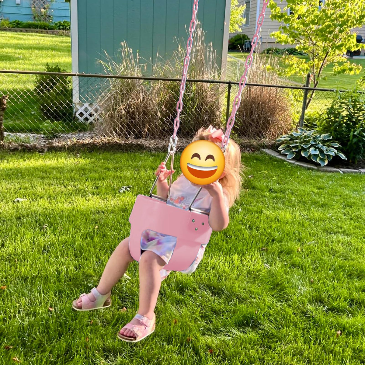 KINSPORY toddler swing with 59-inch chains enables versatile outdoor mounting.
