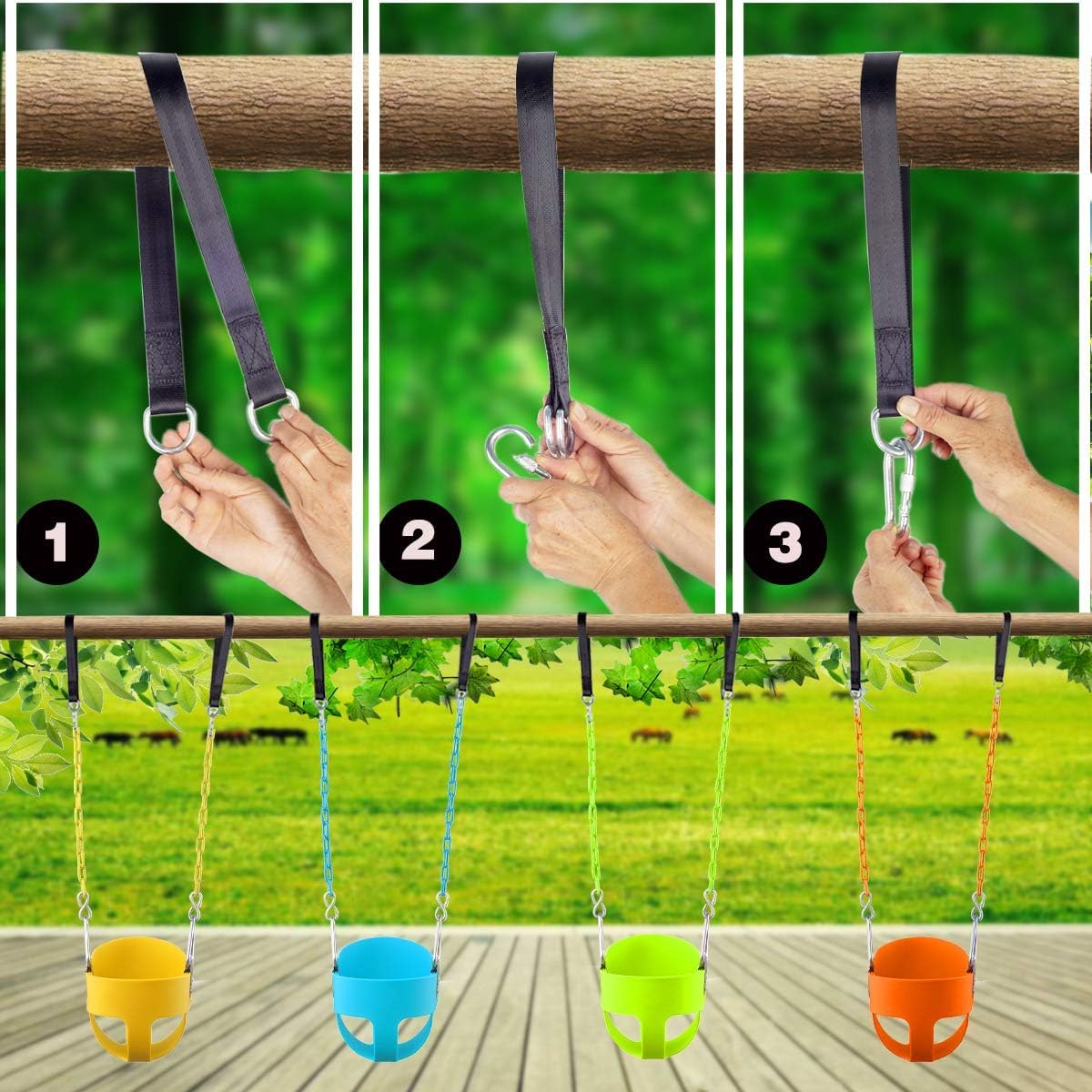 KINSPORY hardware and coated chains resist rust for longer life.