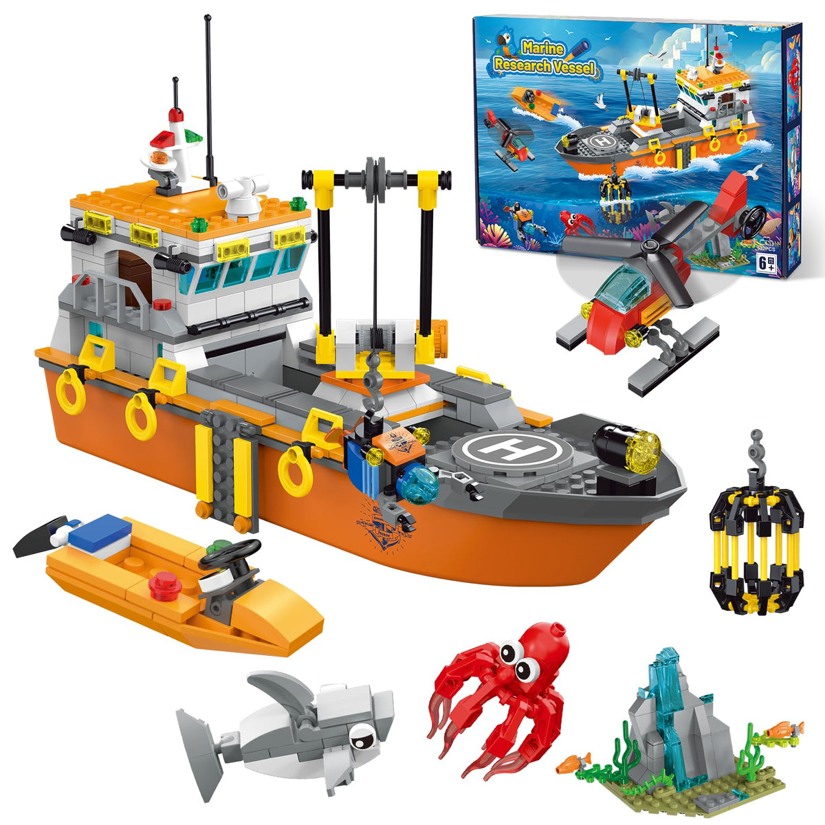 Kiothdre City Ocean Explorer ship with LED lights for imaginative ocean adventures