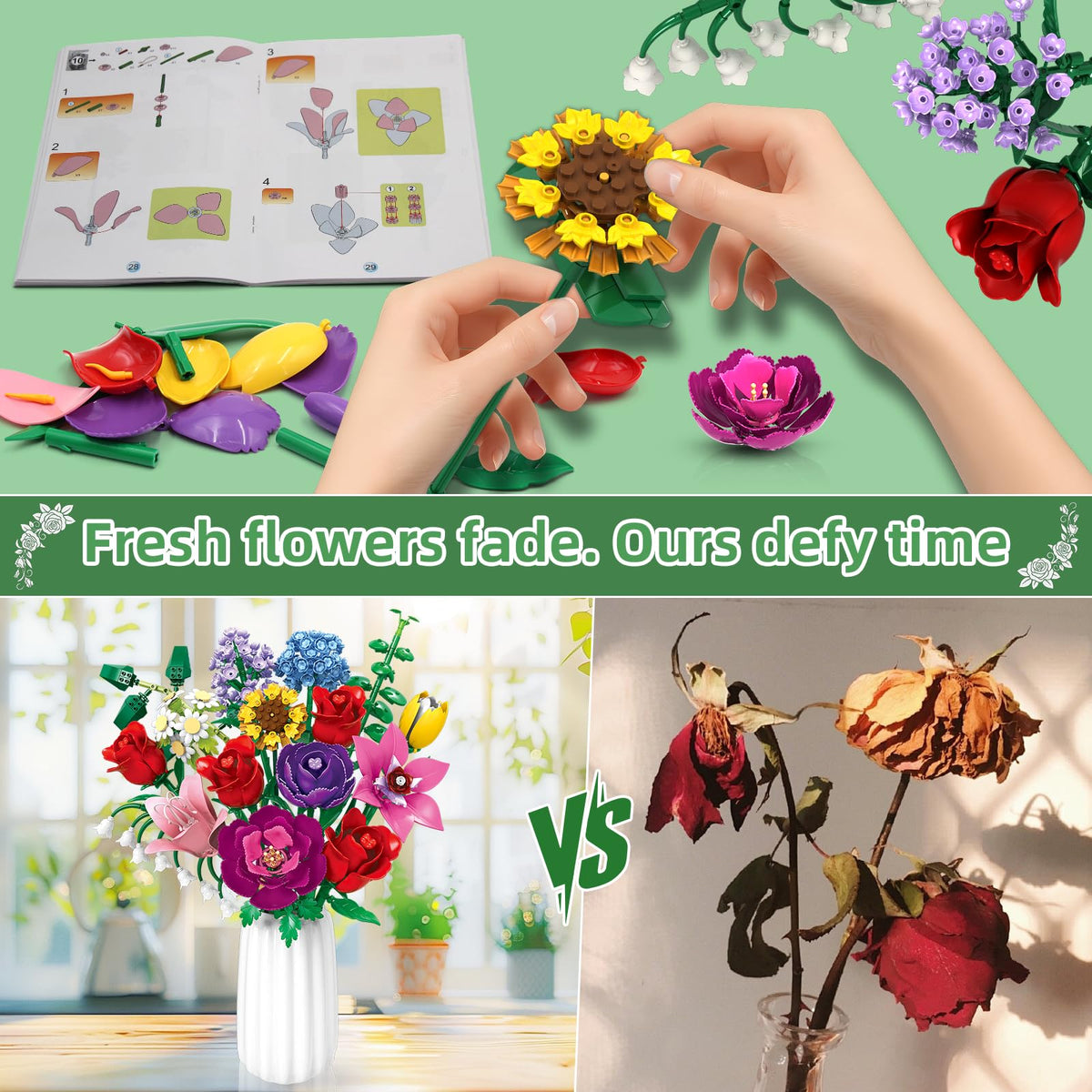 Kiothdre DIY design petals adjustable for customizable bouquet creativity