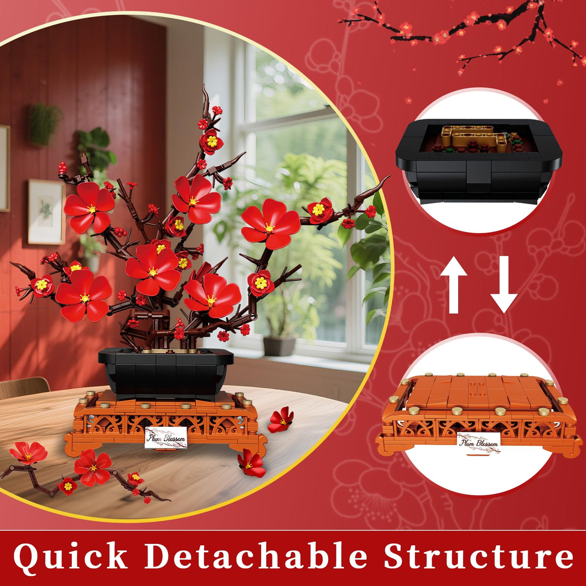 Kiothdre Plum Blossom swing-petals offer adjustable display options.