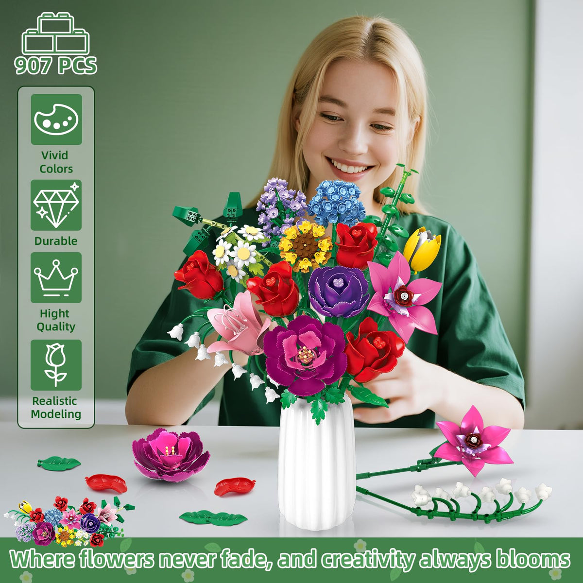 Kiothdre roses and sunflowers stems for vibrant, maintenance-free home styling