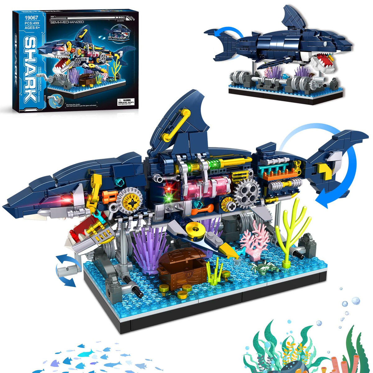 Kiothdre Shark Building Set package shot showcases gift-ready presentation.