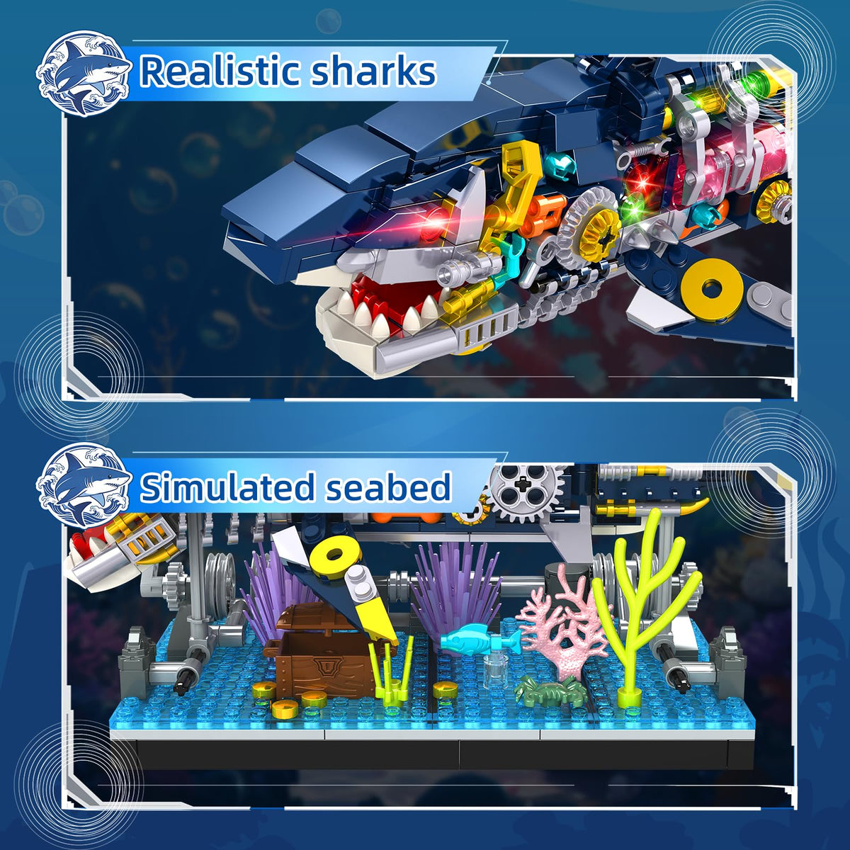 Underwater base with coral detail enhances the display scene.