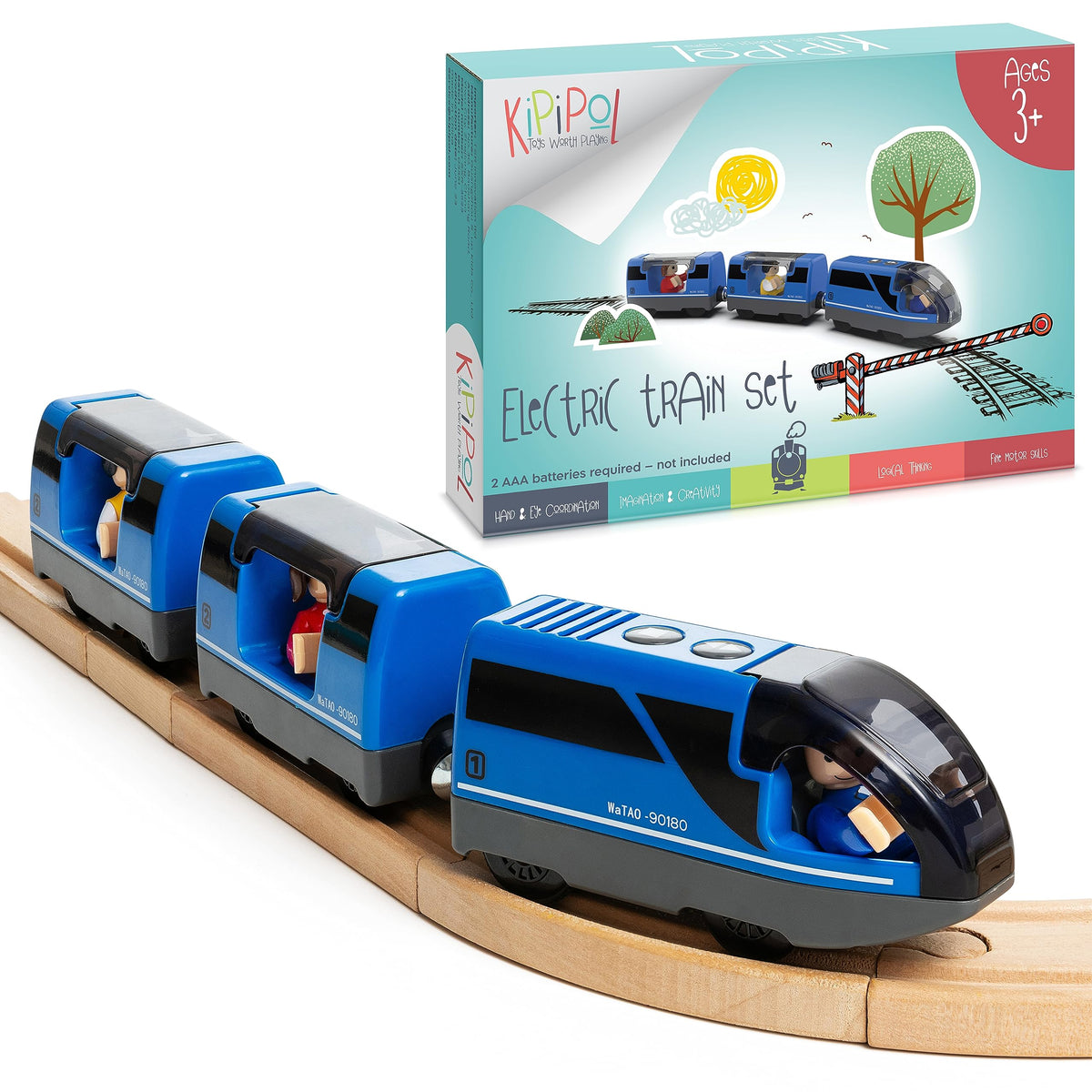KipiPol battery-operated locomotive front view with immersive sounds for playtime