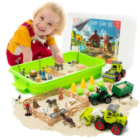 Kipipol farm sensory bin with lid for tidy, immersive pretend play.