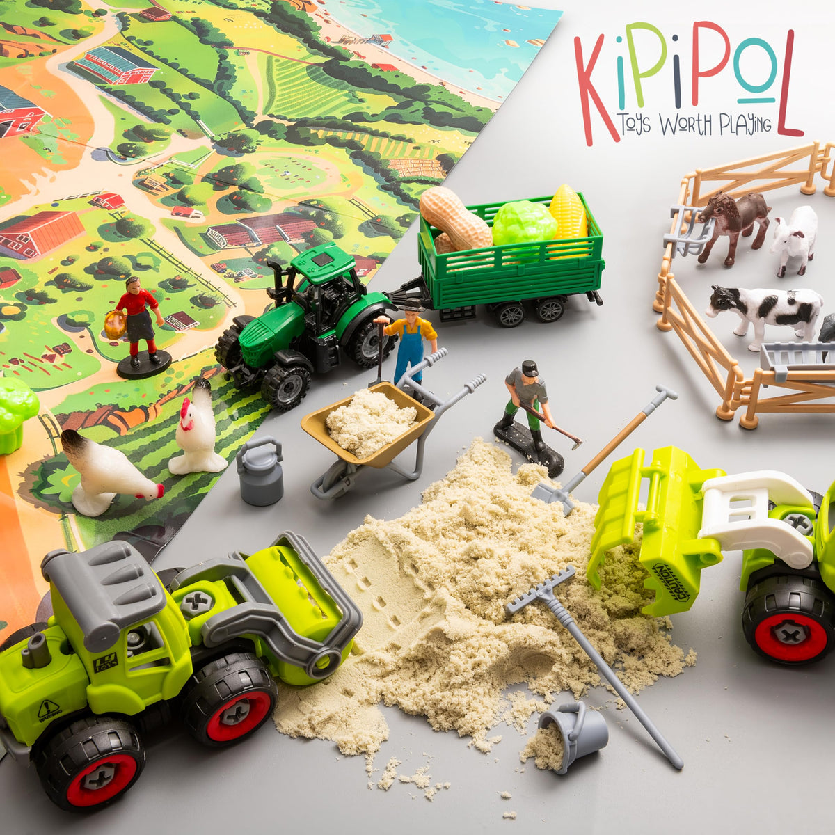 Kipipol farm vegetables pieces enable pretend harvest and sorting.
