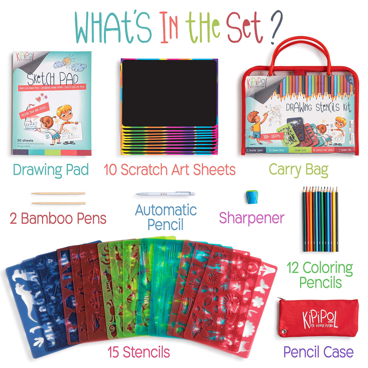 Kipipol travel bag for kids keeps stencils organized on trips