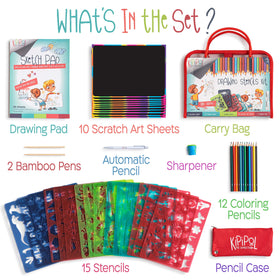Kipipol travel bag for kids keeps stencils organized on trips
