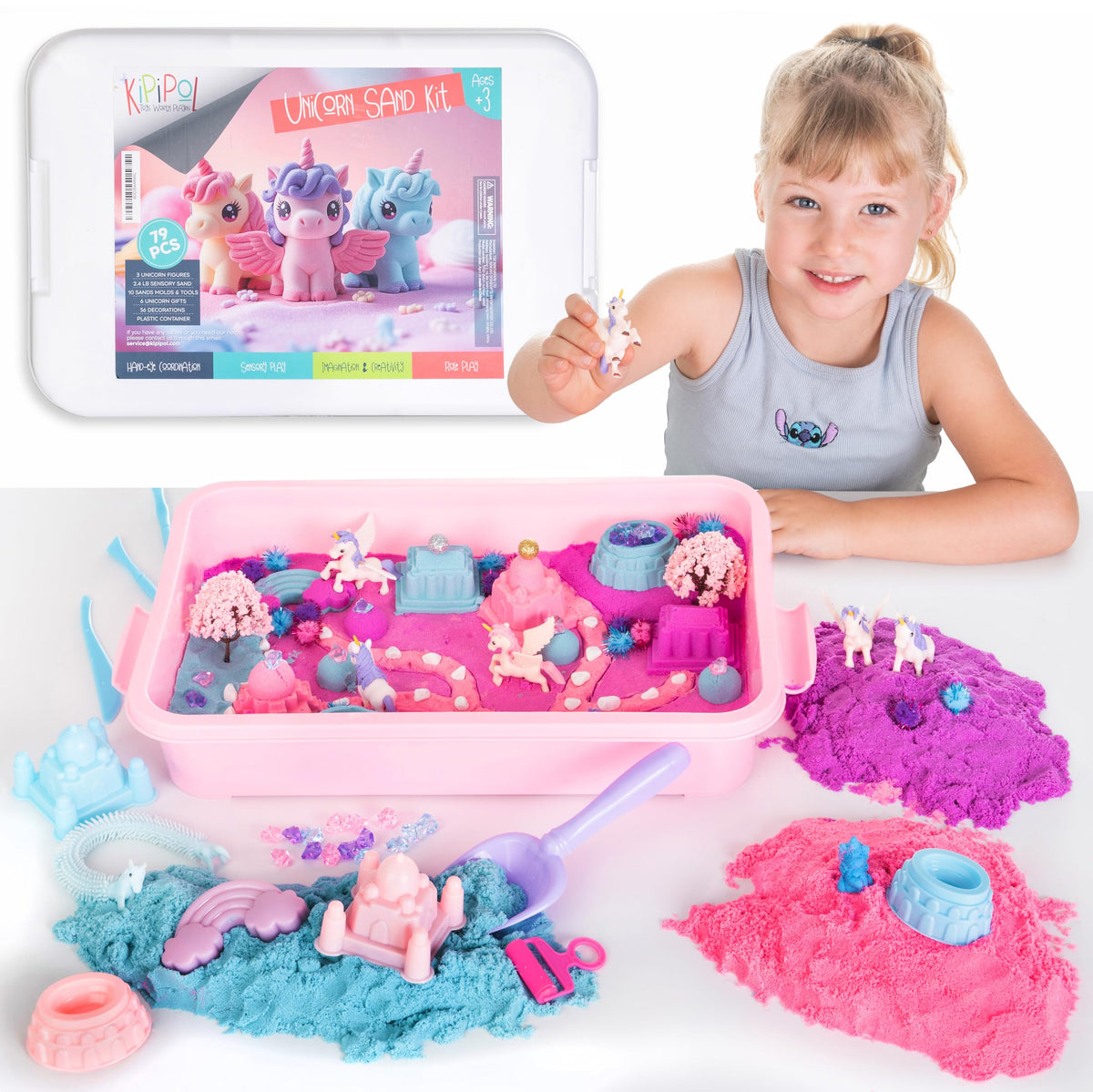 Kipipol unicorn sensory bin storage box for organized play sessions
