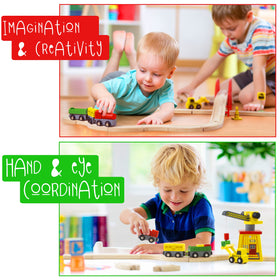 KipiPol wooden tracks layout enables versatile train configurations for kids.