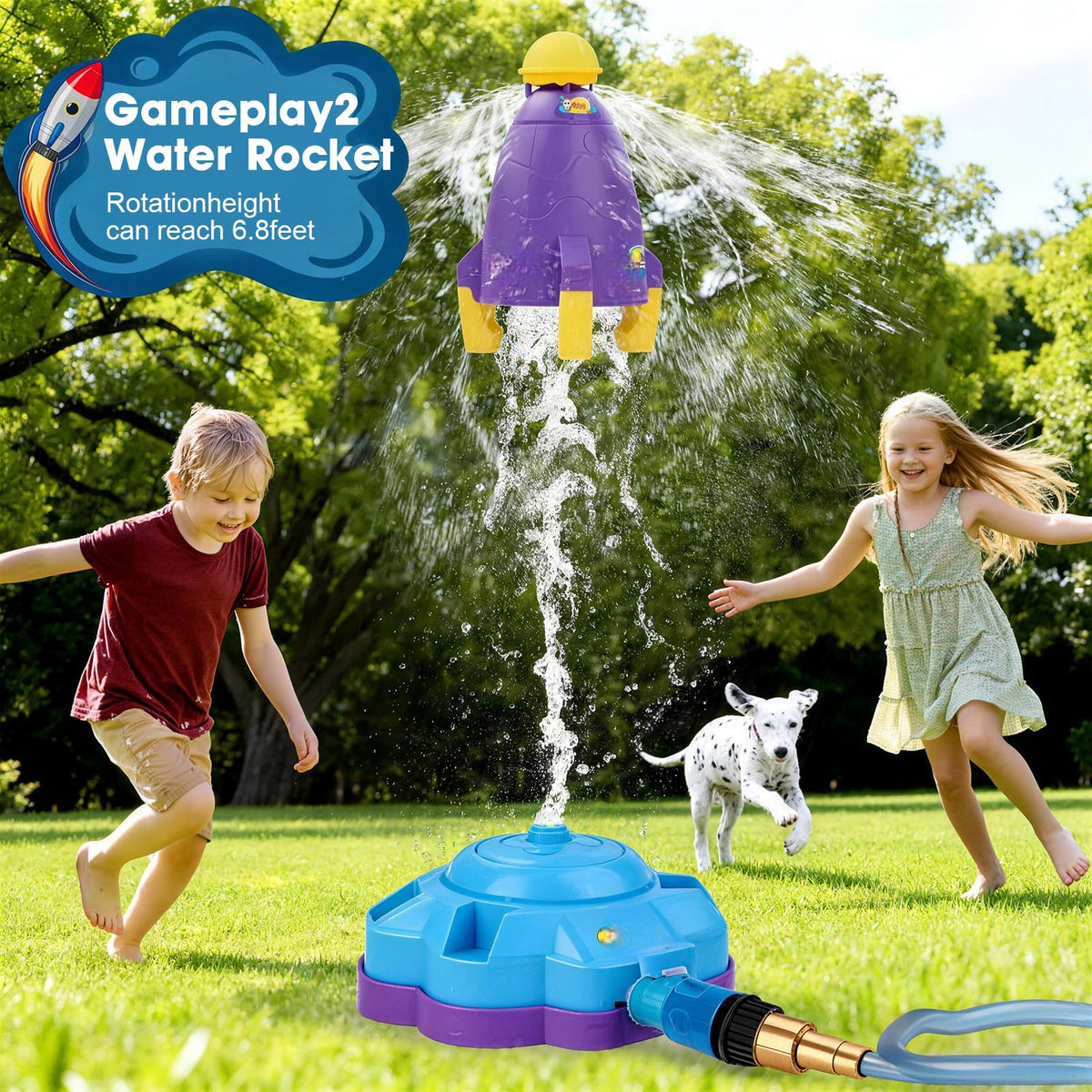 KIPLATOY 360-degree rotating sprinkler provides wide, refreshing mist.