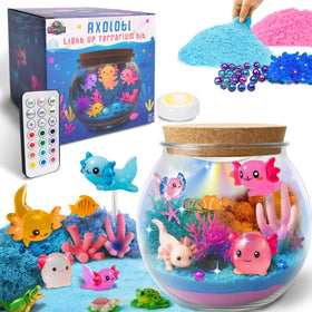 Kipwake axolotl glow jar kit with a luminous underwater scene for kids
