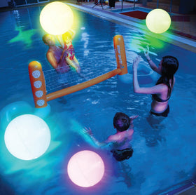 KIRALUMI 16-inch glow beach ball in action for nighttime pool play