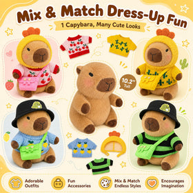 Kireidane Capybara Plush includes 9 accessories to spark creative storytelling.