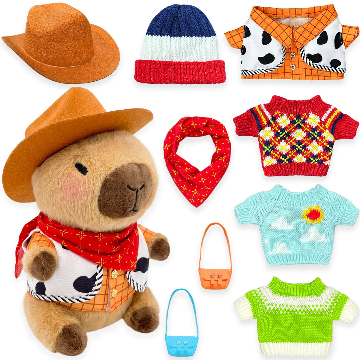 Kireidane Capybara Plush with outfits set for imaginative dress-up play