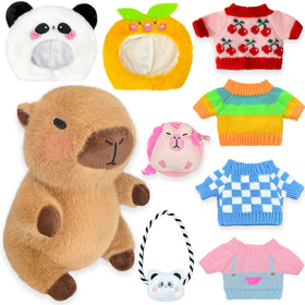 Kireidane Capybara plush with nine outfits ready for dress-up play.