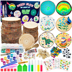 Kirkotoy wooden slices painting kit sparks kids' creativity.