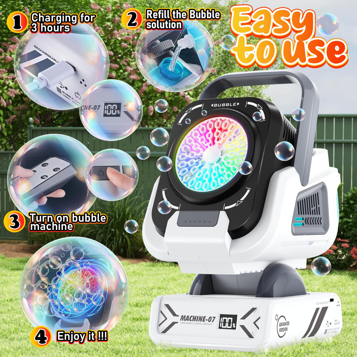 Kiskey Bubble Machine high bubble output fills the scene for lively moments.