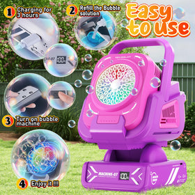 Kiskey Bubble Machine designed for indoor and outdoor use on dry surfaces