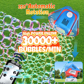 Kiskey Bubble Machine side view highlights compact, portable design