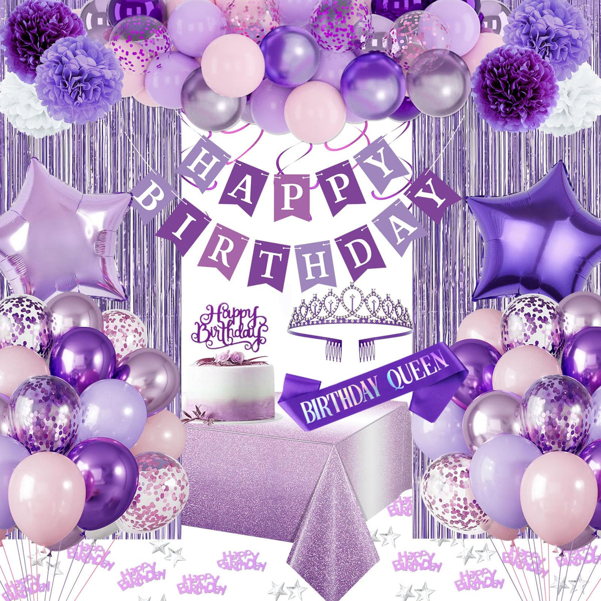 KISPATTI purple balloons set enhances party backdrop and photos