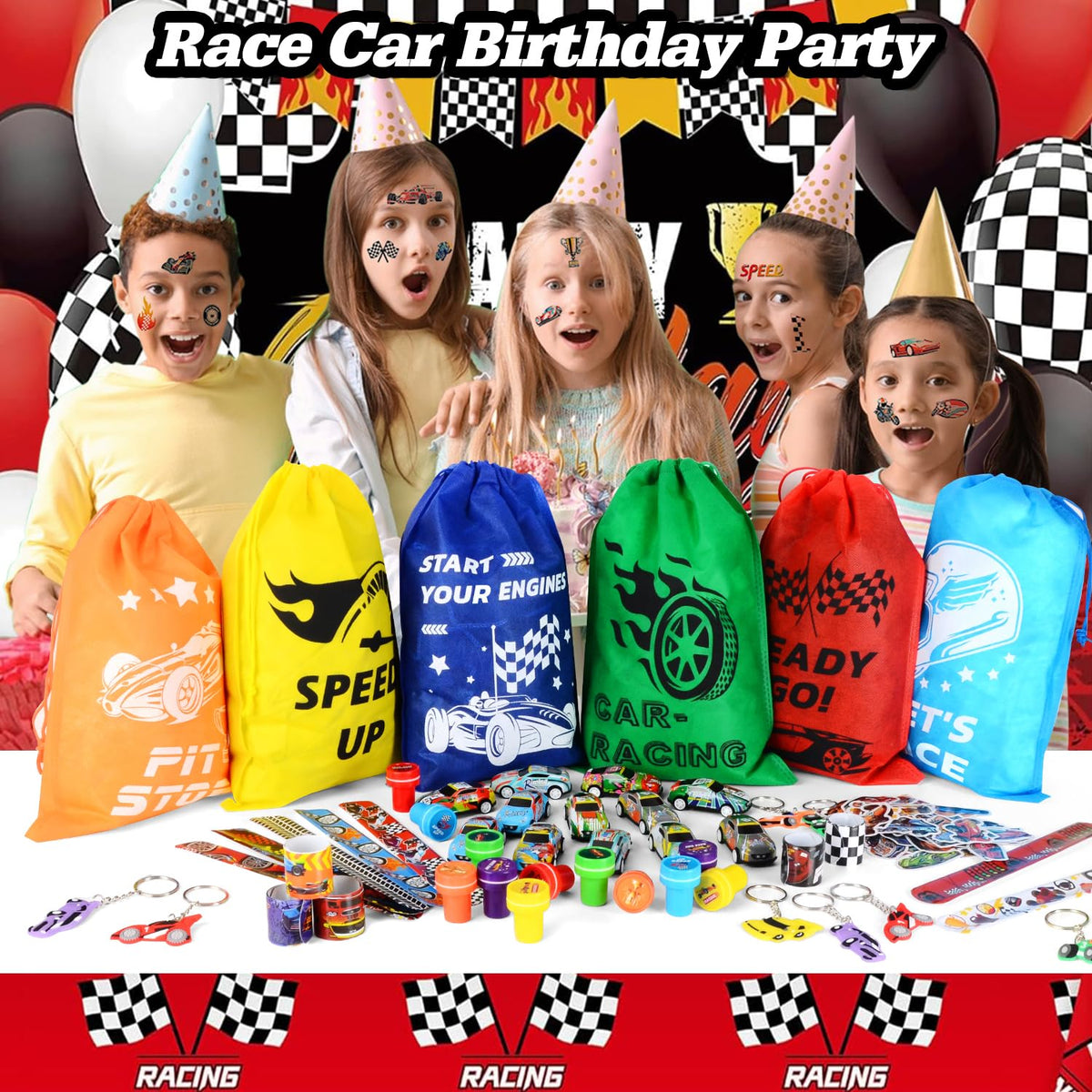 KISPATTI complete racing party supplies bundle elevates celebration moments.
