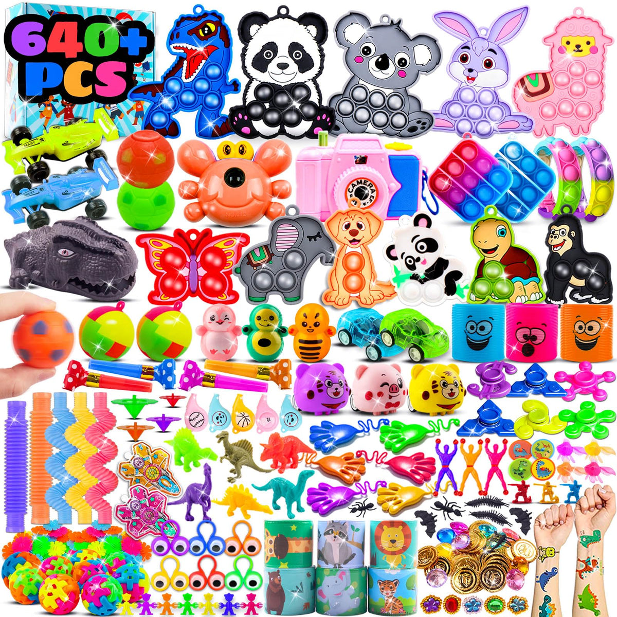 Kiss Monkey 640pcs fidget toys in a treasure box for easy gifting and play