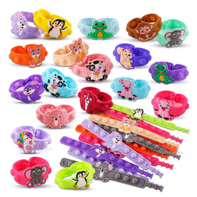 Kiss Monkey animal pop bracelets pack 24 offers colorful party favors for kids.