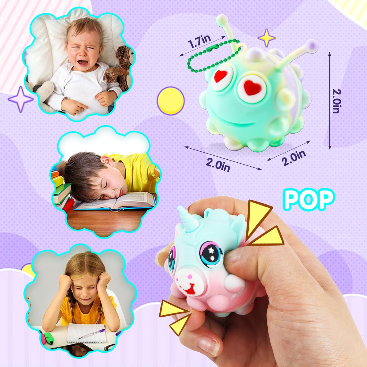 Kiss Monkey pop ball held in one hand for quick stress relief