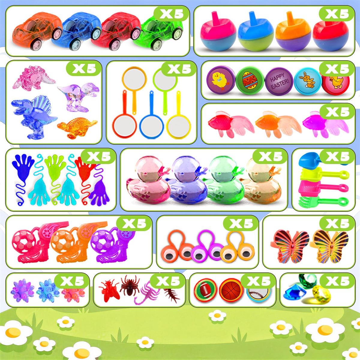Kiss Monkey eggs showcase variety of toy types, promoting sharing and imaginative play.