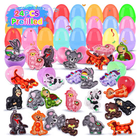 KissFree 24-pack Easter eggs with animal pop toys for a joyful egg hunt