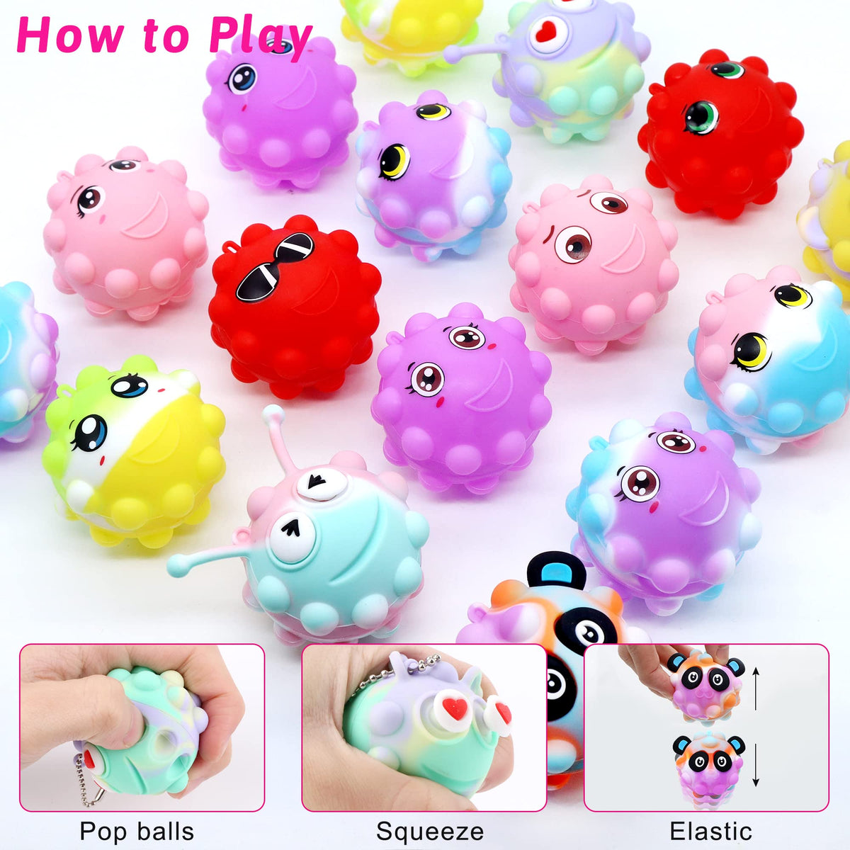 KissFree 30-pack animal pop balls ready for party favors.