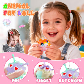 Child playing with KissFree Animal Pop Ball for portable fun.