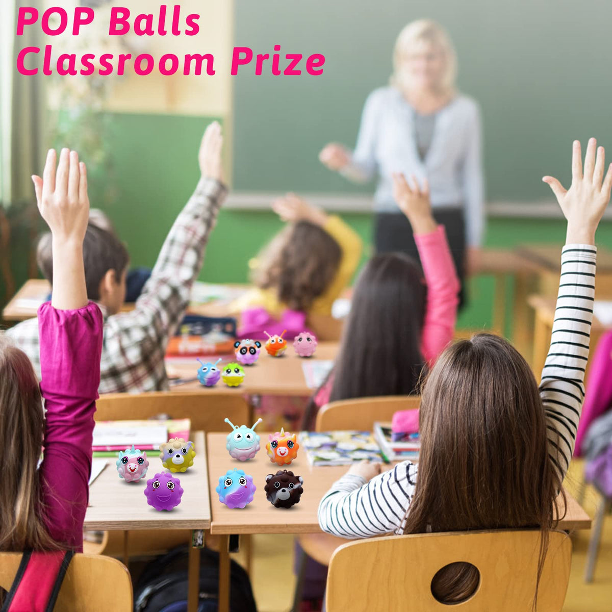 KissFree Animal Pop Ball used as a classroom reward prize.