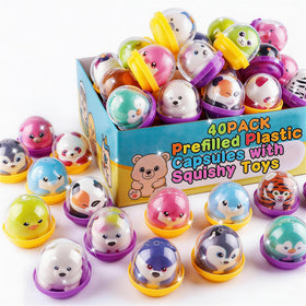 KissFree slow rising capsule pack with 2-inch toys for mess-free parties.