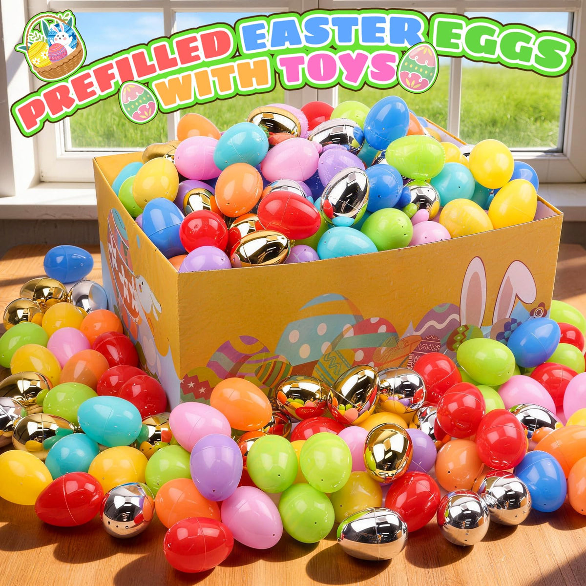 KissFuture Easter eggs used as playful basket stuffers with surprise toys.