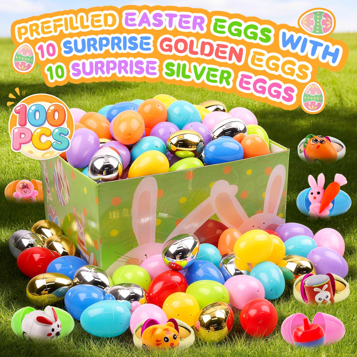 KissFuture Easter eggs filled with toys, perfect classroom prizes.